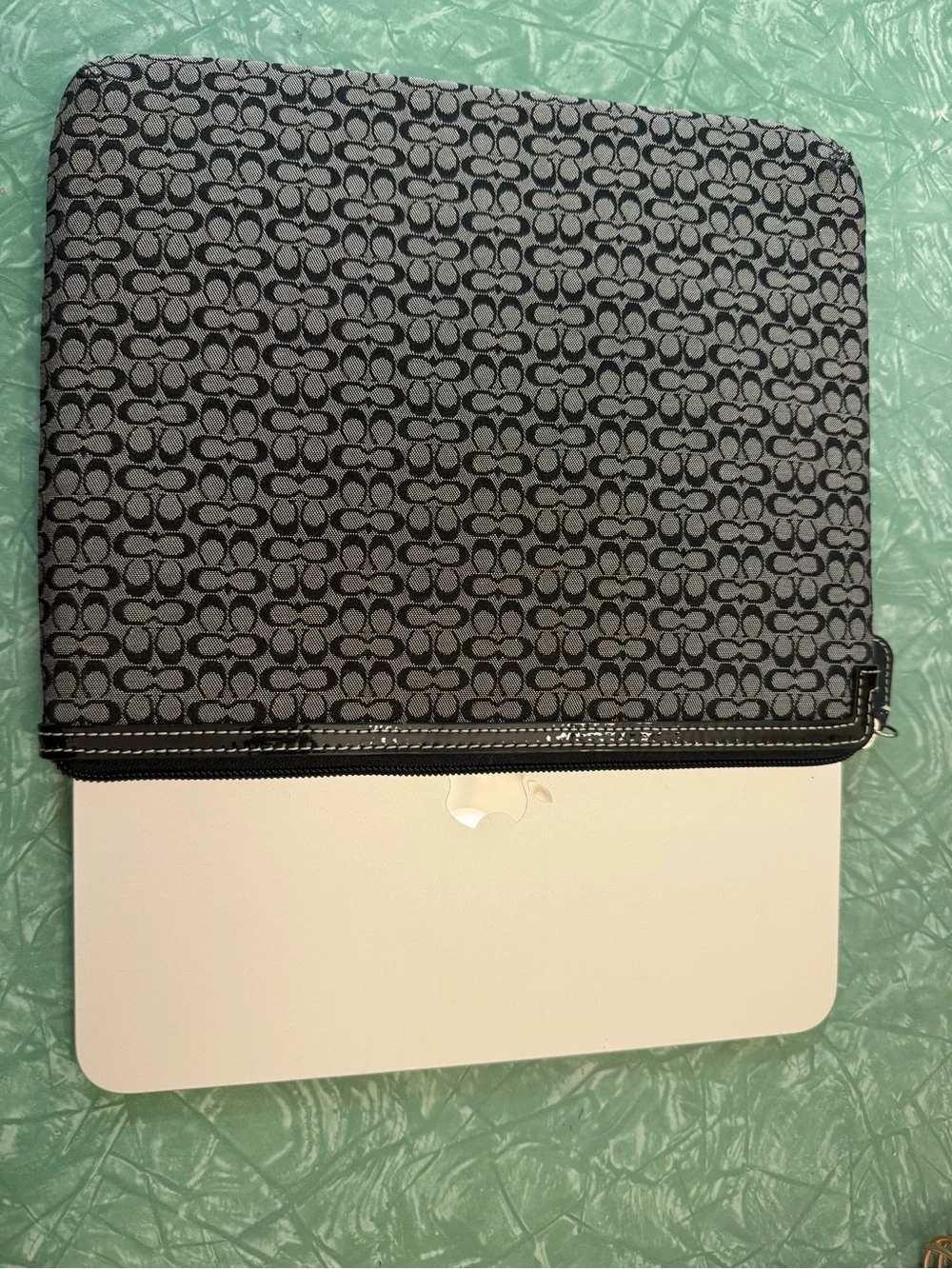 Coach Gray Signature Pattern Laptop Sleeve